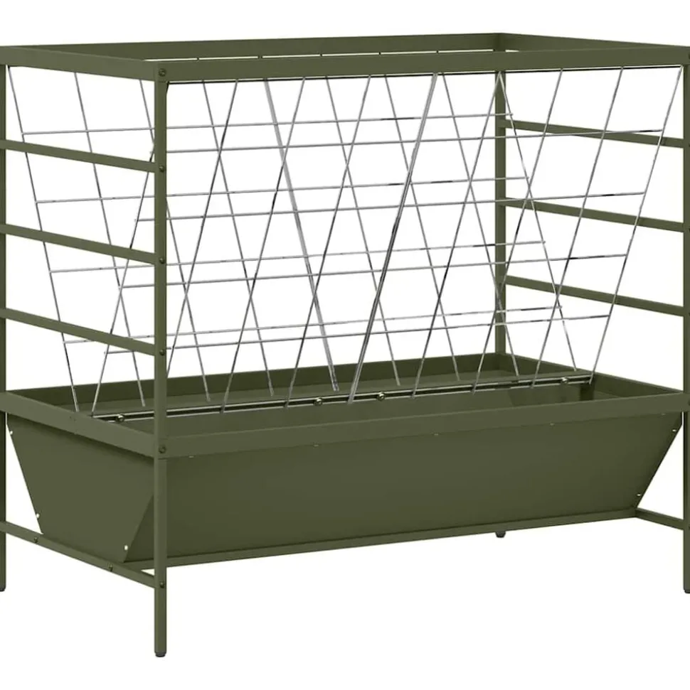 vidaXL Vee voeder Olijf Groen 100 x 60 x 90 cm Koudgewalst Staal