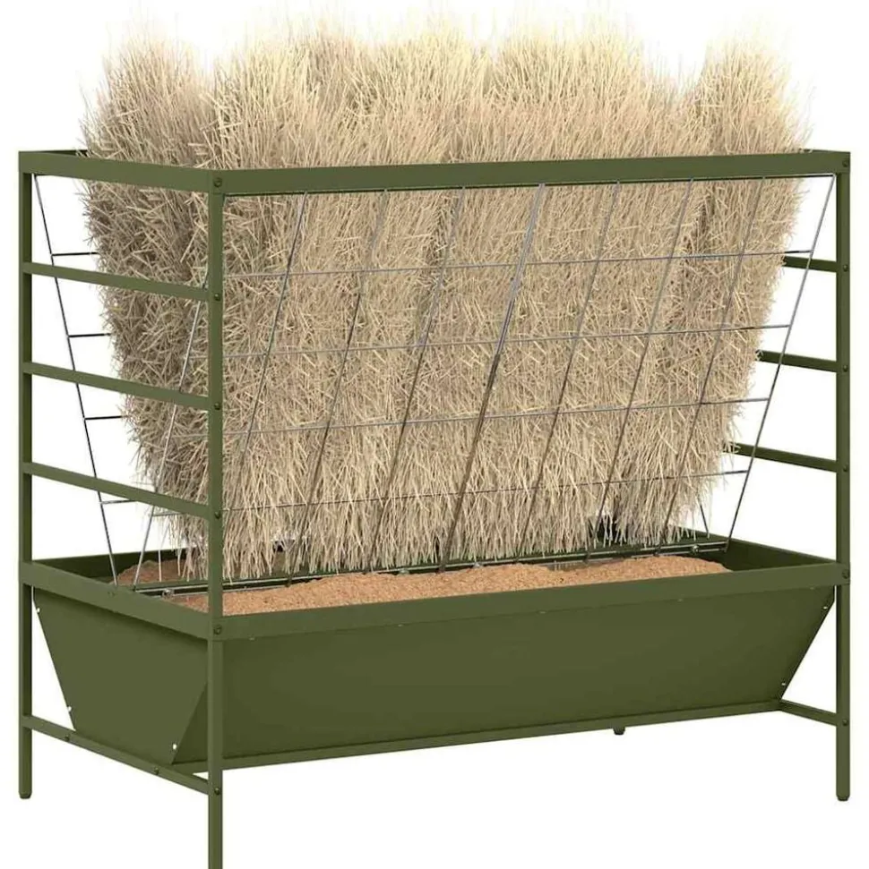 vidaXL Vee voeder Olijf Groen 100 x 60 x 90 cm Koudgewalst Staal