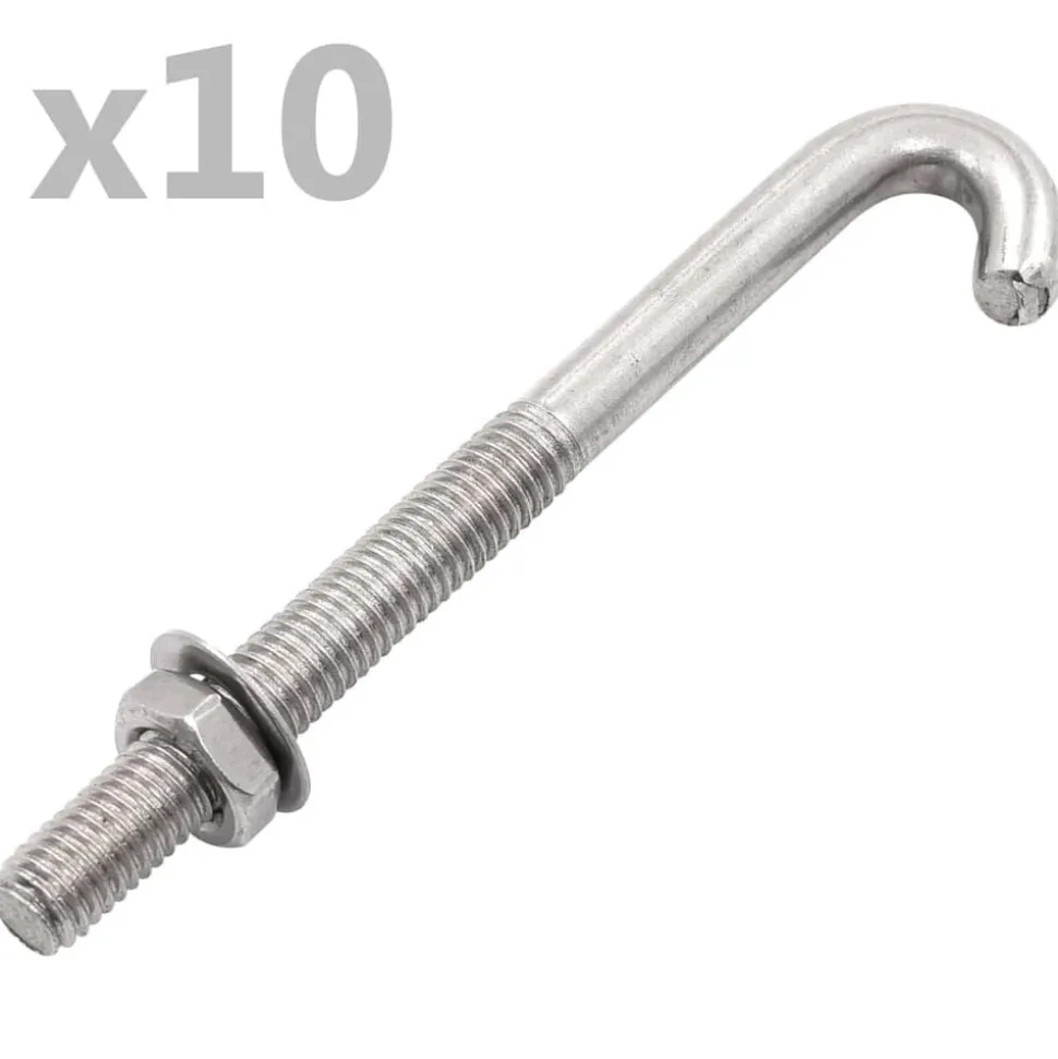 vidaXL Verankerde J-bout met moer en sluitring 25 sets M8x100 mm