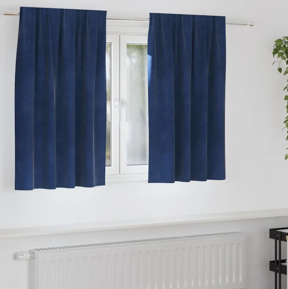 vidaXL Verduisterende gordijnen 2 pcs Donkerblauw 140 x 140 cm Fluweel
