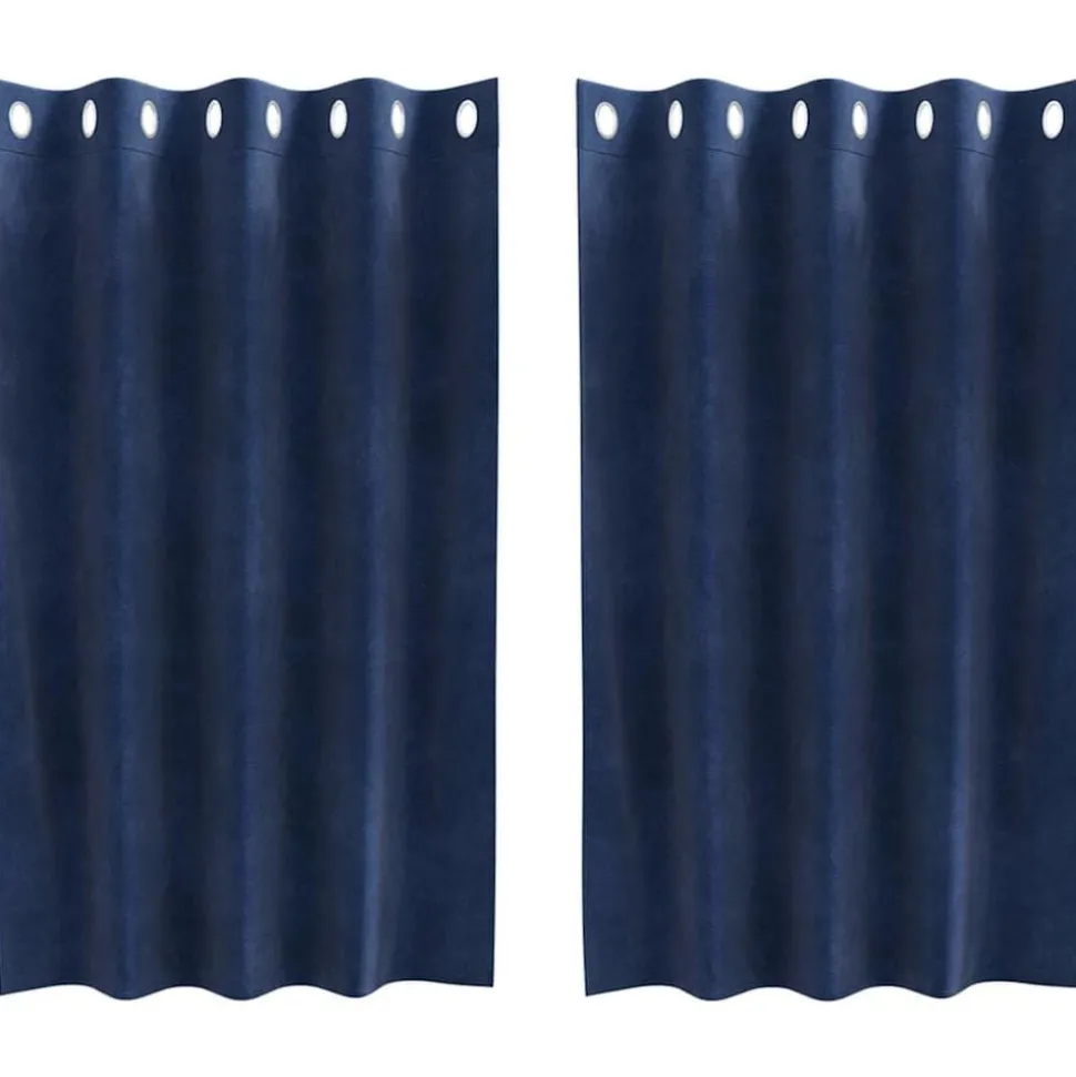 vidaXL Verduisterende gordijnen 2 pcs Donkerblauw 140 x 140 cm Fluweel