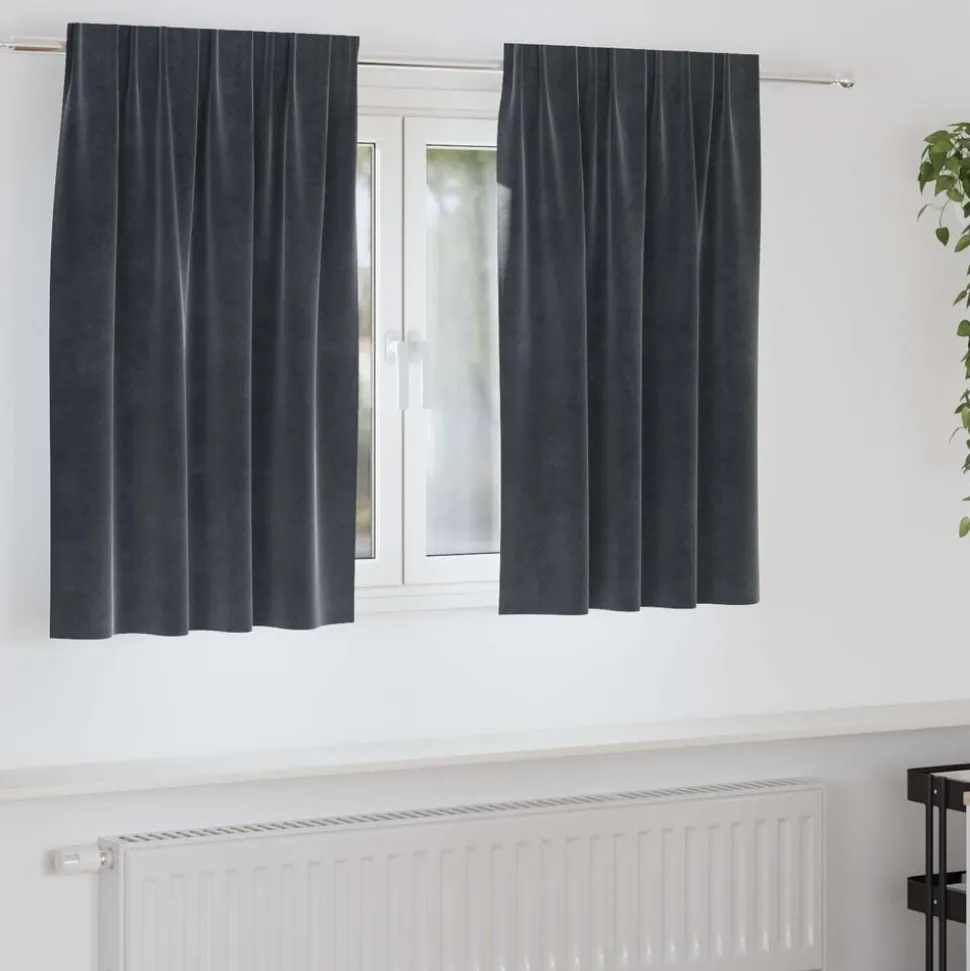 vidaXL Verduisterende gordijnen 2 pcs Donkergrijs 140 x 140 cm Fluweel