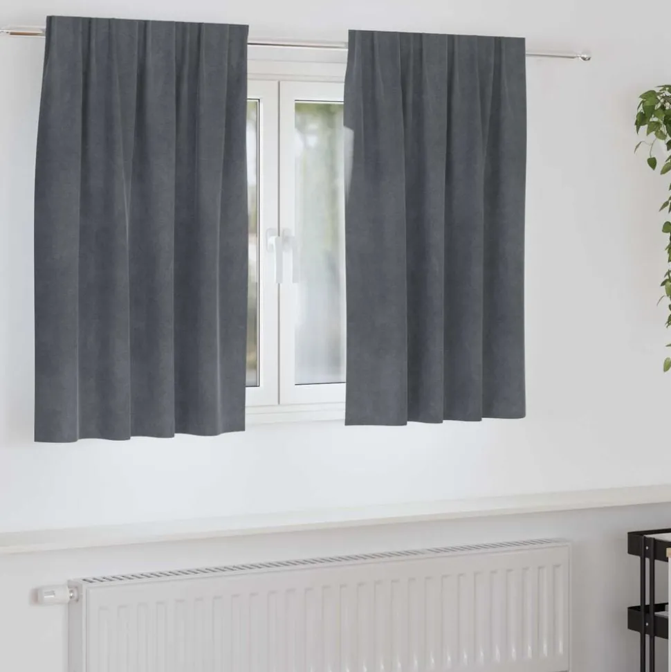 vidaXL Verduisterende gordijnen 2 pcs Lichtgrijs 140 x 140 cm Fluweel