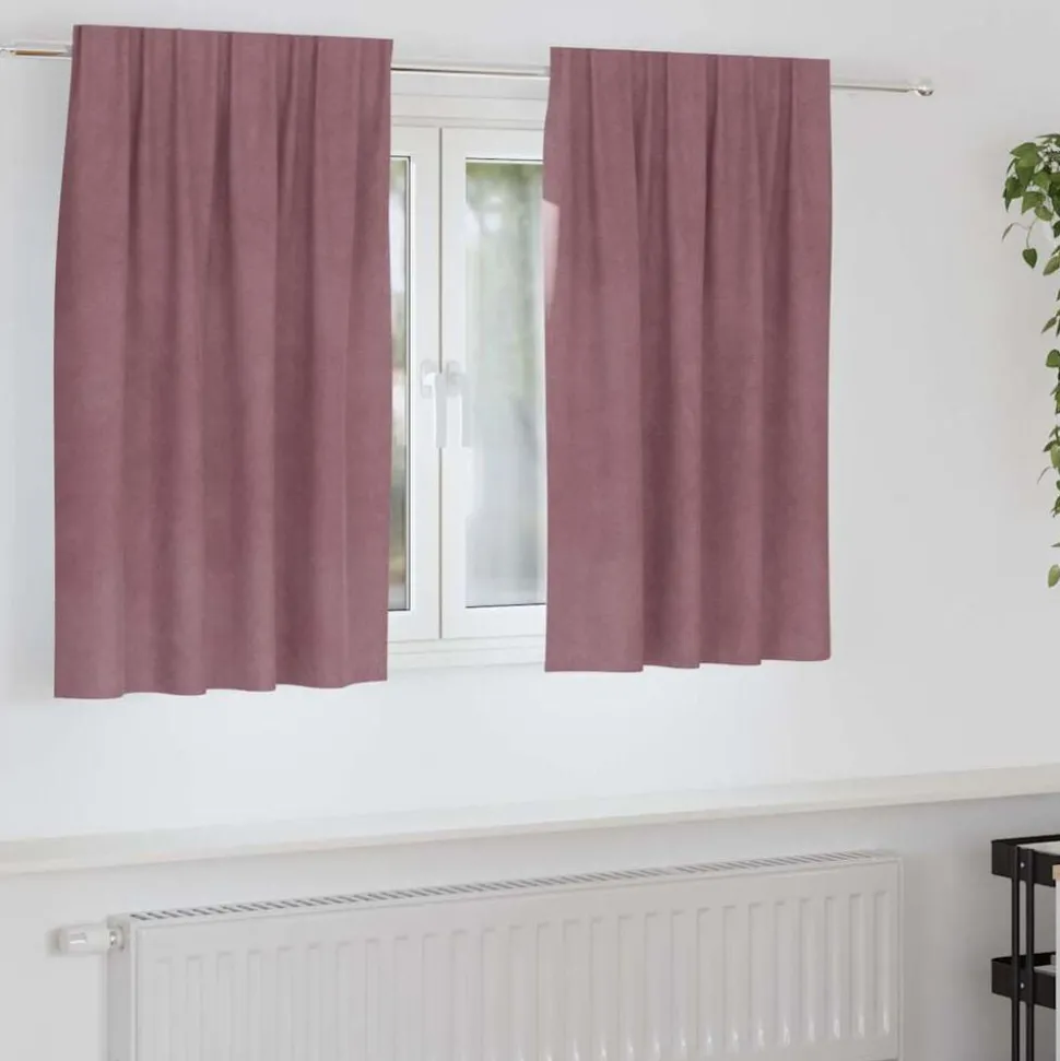 vidaXL Verduisterende gordijnen 2 pcs Donkerroze 140 x 140 cm Fluweel