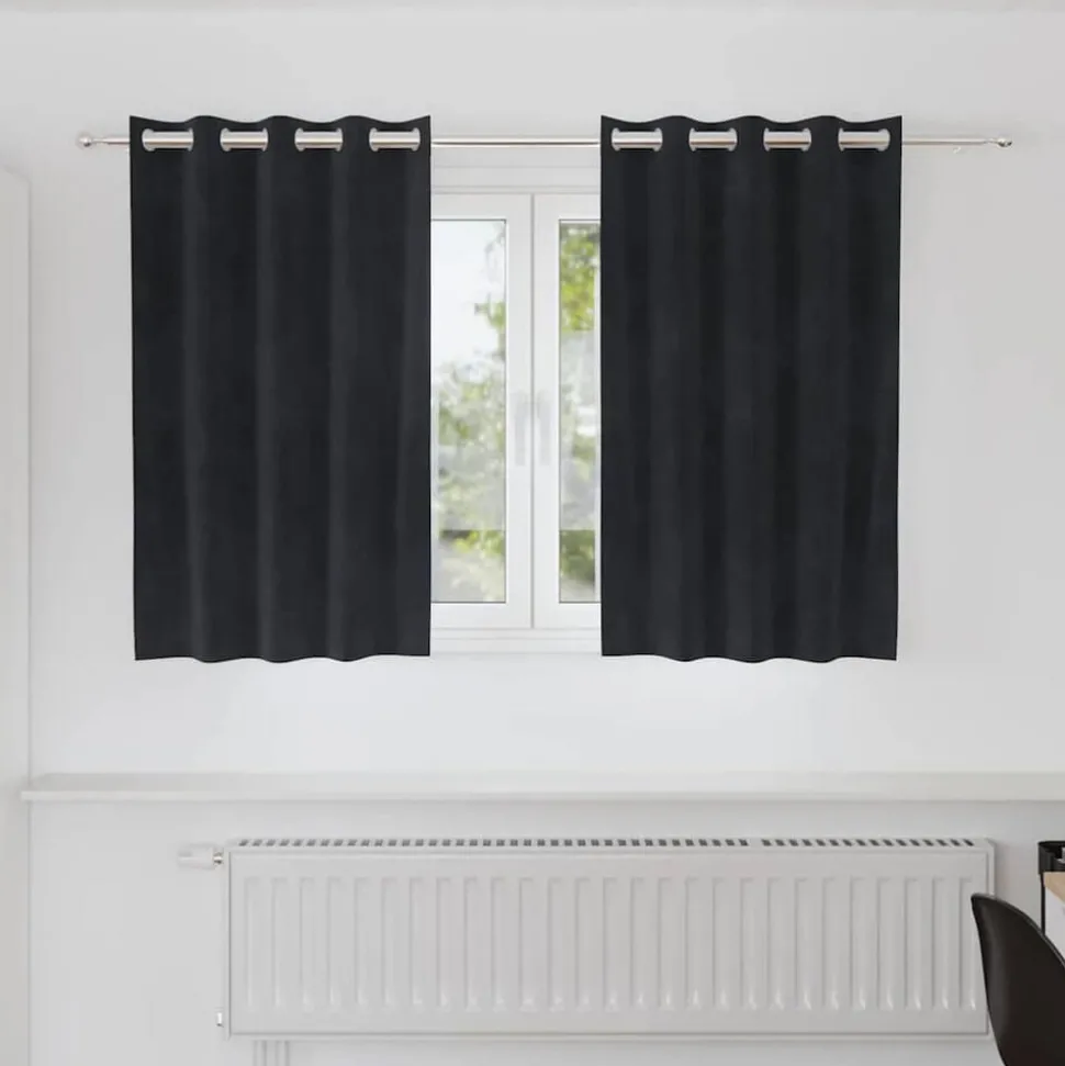 vidaXL Verduisterende gordijnen 2 pcs Zwart 140 x 140 cm Fluweel