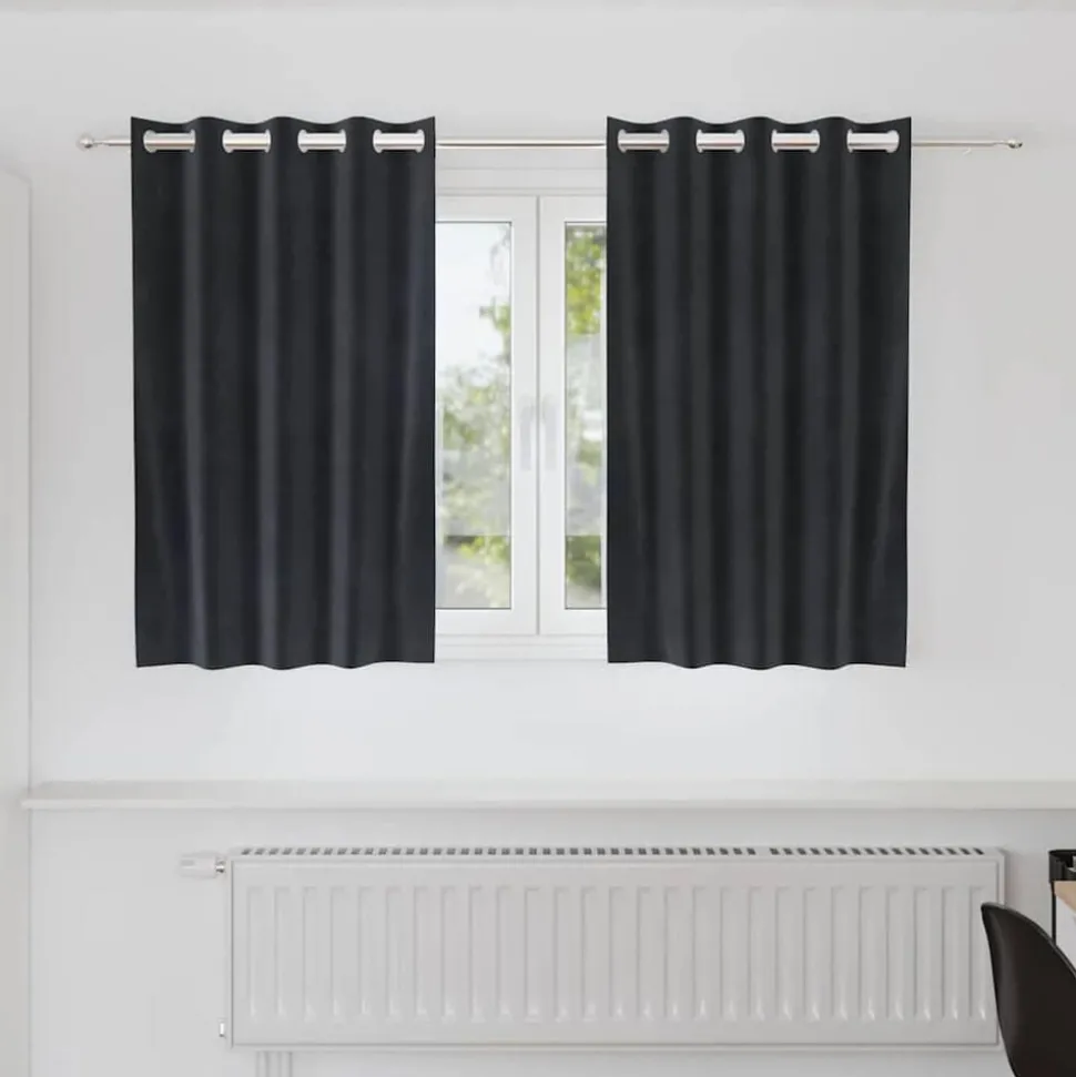 vidaXL Verduisterende gordijnen 2 pcs Donkergrijs 140 x 140 cm Fluweel