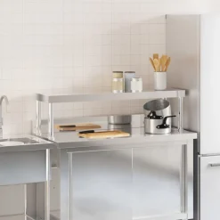 vidaXL Verhoging voor werktafel 110x30x35 cm roestvrij staal