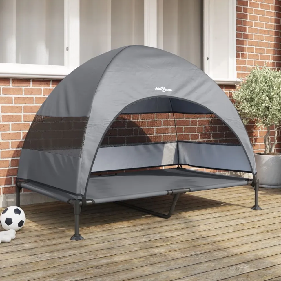 vidaXL Verhoogd Hondenbed Lichtgrijs 127 x 81 x 108 cm Stof en Staal