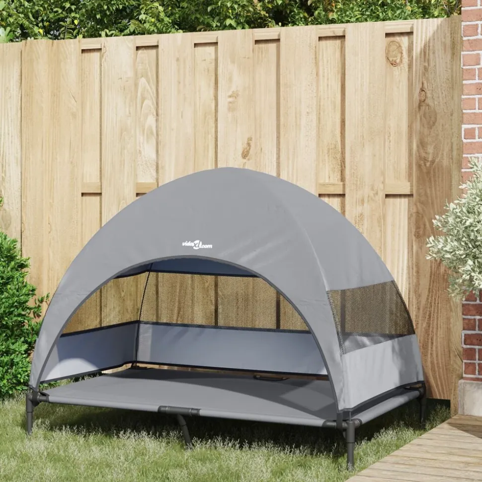vidaXL Verhoogd Hondenbed Lichtgrijs 127 x 81 x 108 cm Stof en Staal