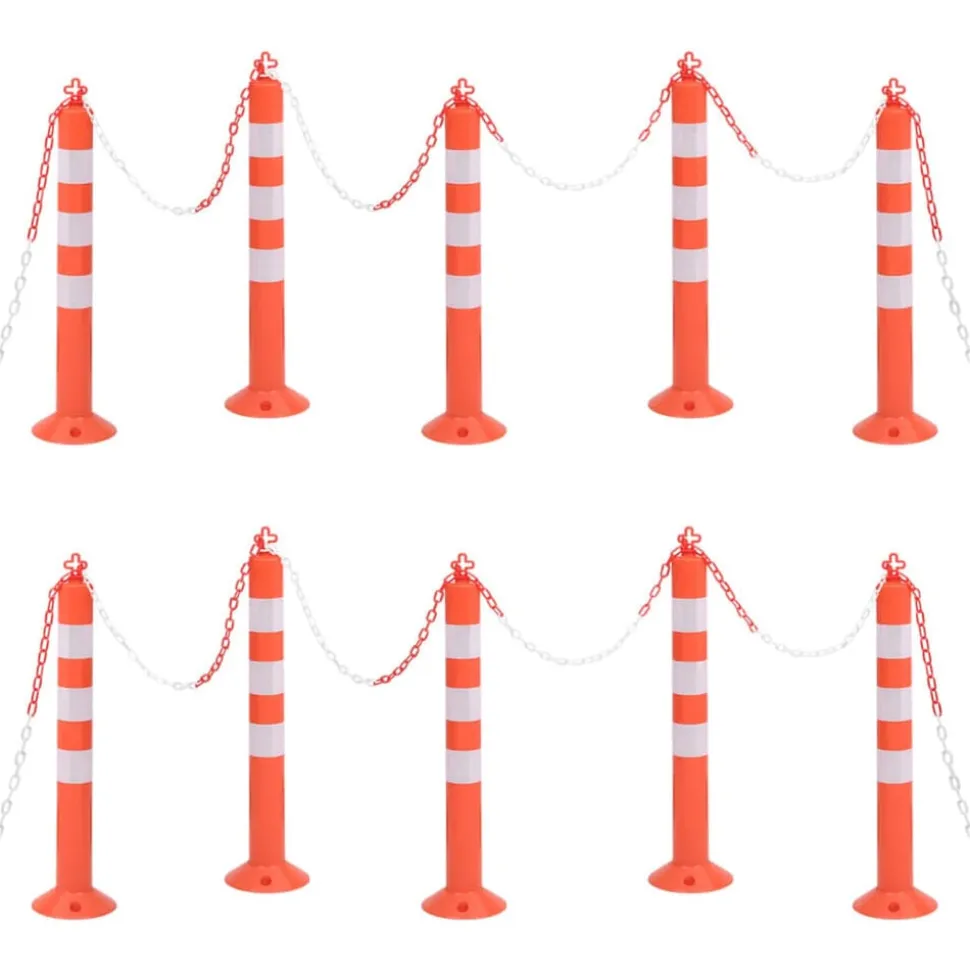 vidaXL Verkeerspalen met ketting 10 st 75 cm PE