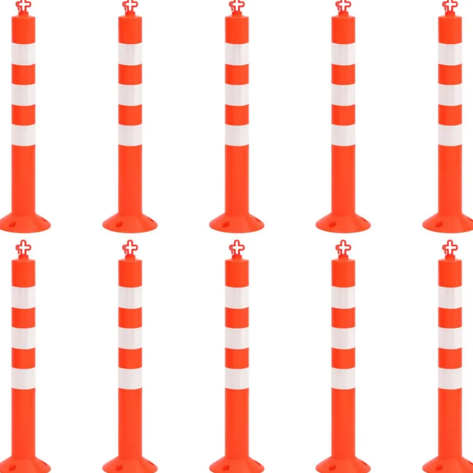 vidaXL Verkeerspalen met ketting 10 st 75 cm PE