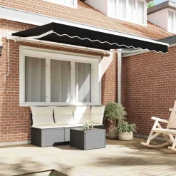vidaXL Vervangingsdoek voor zonnescherm Zwart 3 x 2,5 m Polyester