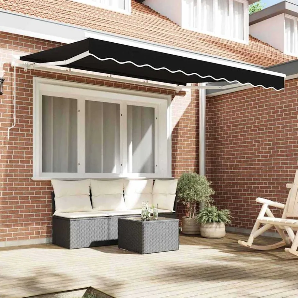 vidaXL Vervangingsdoek voor zonnescherm Zwart 3 x 2,5 m Polyester