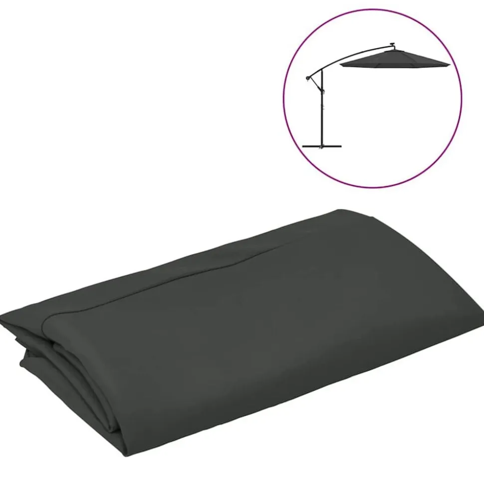 vidaXL Vervangingsdoek voor zweefparasol 300 cm antracietkleurig