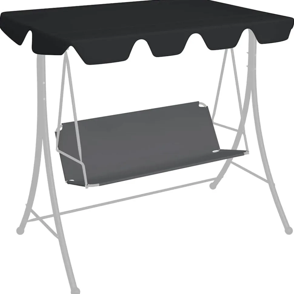 vidaXL Vervangingsluifel voor schommelbank 188/168x145/110 cm zwart