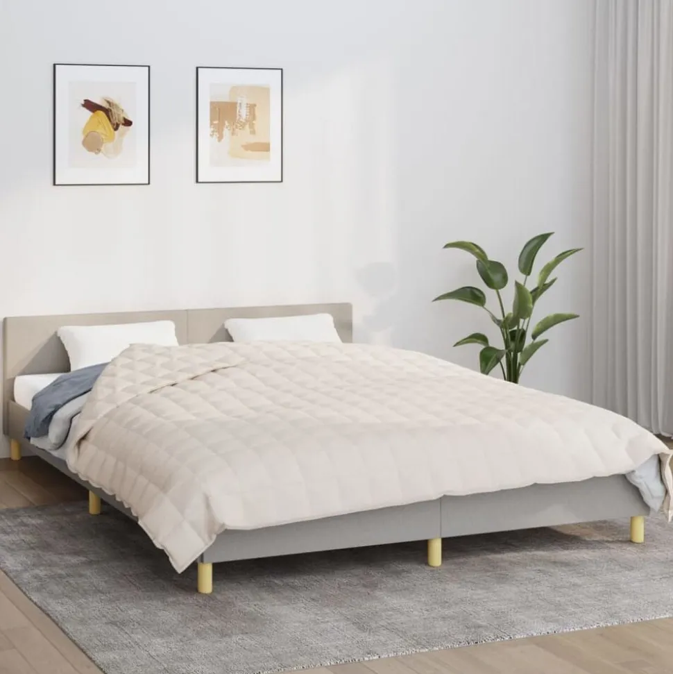vidaXL Verzwaringsdeken 200x200 cm 13 kg stof lichtcrèmekleurig
