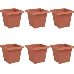vidaXL Vierkante Bloempot 6 pcs Baksteenrood 16 x 16 x 14 cm Kunststof