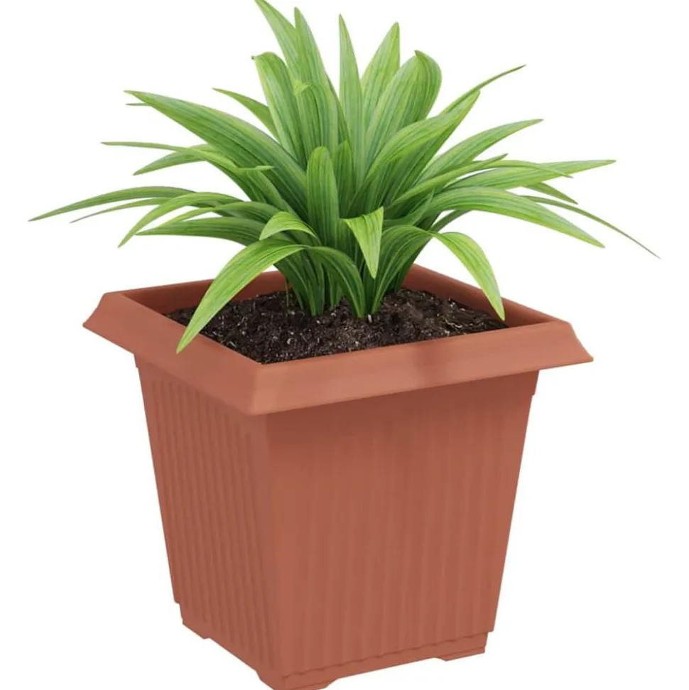 vidaXL Vierkante Bloempot 6 pcs Baksteenrood 16 x 16 x 14 cm Kunststof