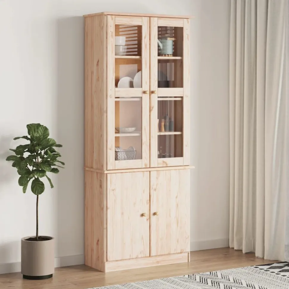 vidaXL Vitrinekast ALTA 77x35x186,5 cm massief grenenhout