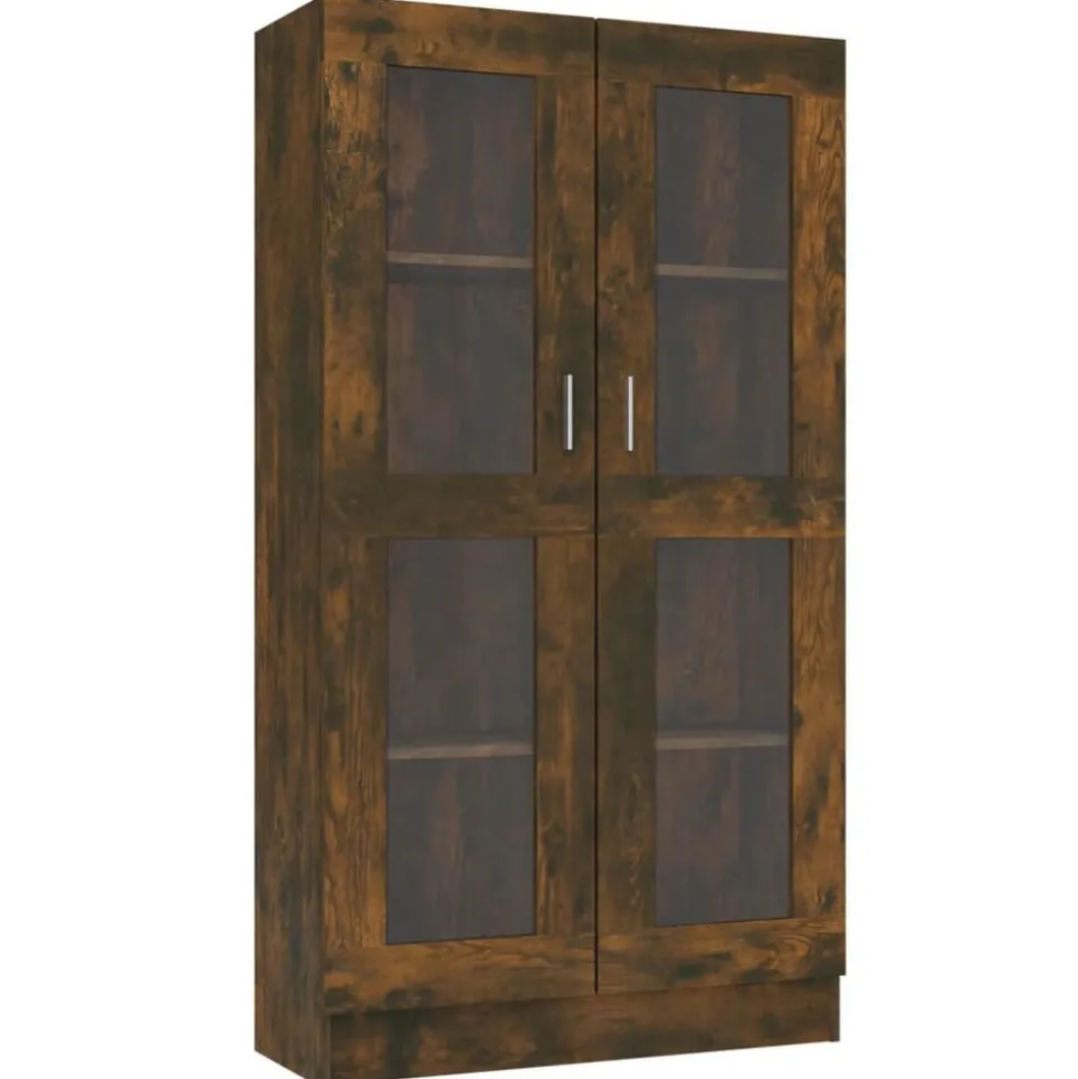 vidaXL Vitrinekast 82,5x30,5x150 cm bewerkt hout gerookt eikenkleurig