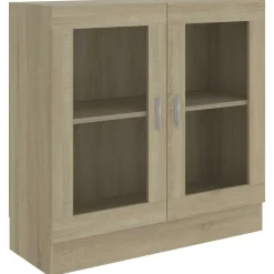 vidaXL Vitrinekast 82,5x30,5x80 cm bewerkt hout sonoma eikenkleurig