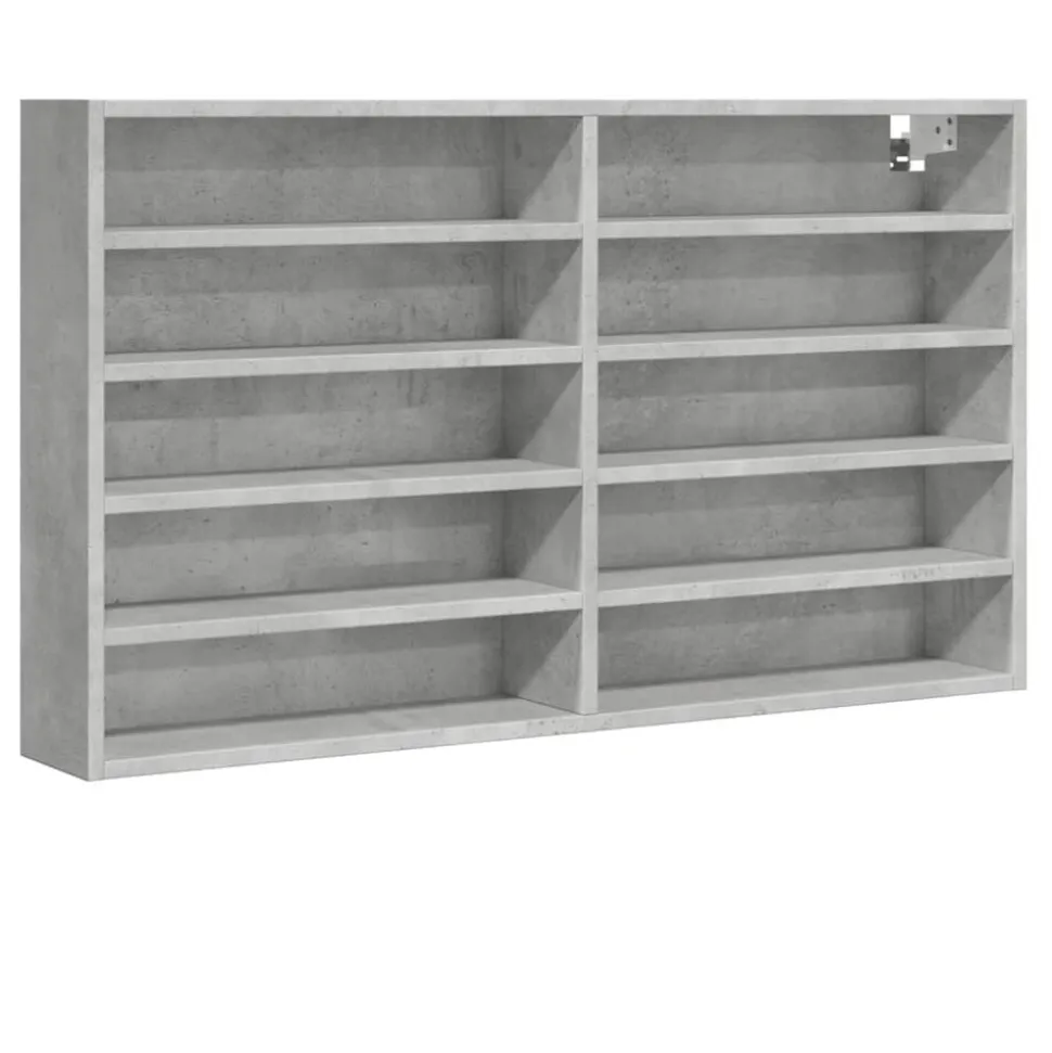 vidaXL Vitrinekast 100x15x58 cm bewerkt hout betongrijs