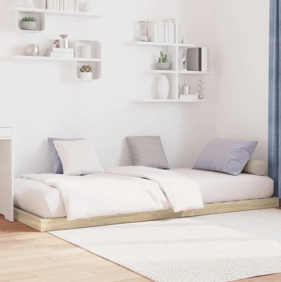 vidaXL Vloer bedframe Sonoma 75 x 190 cm Bewerkt hout