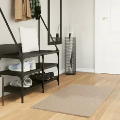 vidaXL Vloerkleed HUARTE laagpolig zacht wasbaar 60x110 cm zandkleurig