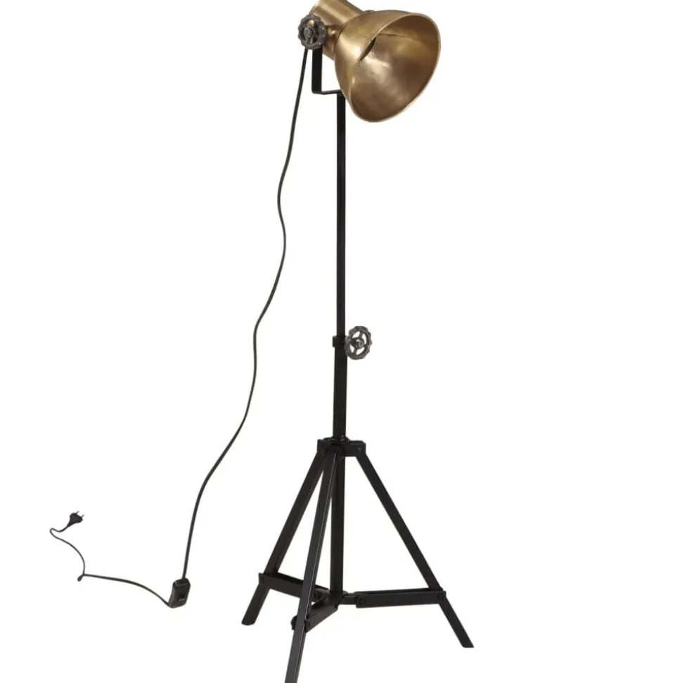 vidaXL Vloerlamp 25 W E27 35x35x65/95 cm antiek messingkleurig
