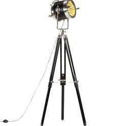 vidaXL Vloerlamp driepoot 171 cm massief mangohout zwart