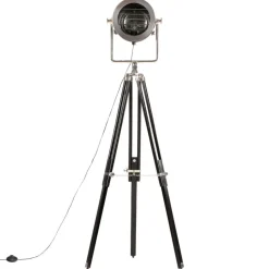 vidaXL Vloerlamp driepoot 171 cm massief mangohout zwart