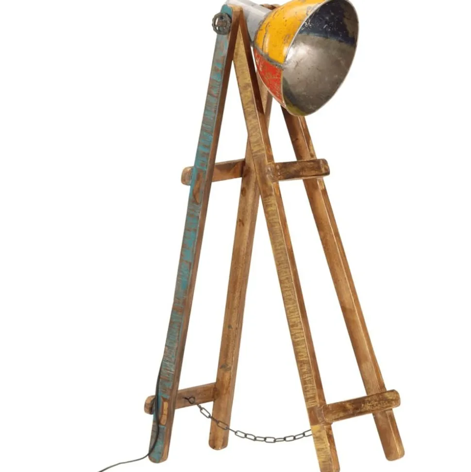 vidaXL Vloerlamp E27 massief mangohout meerkleurig