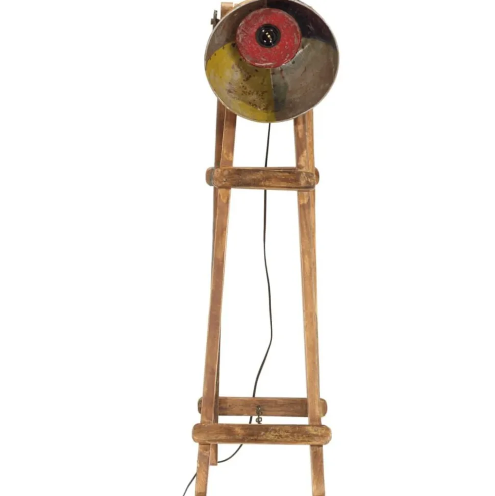 vidaXL Vloerlamp E27 massief mangohout meerkleurig