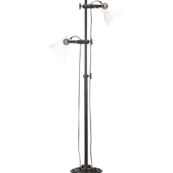 vidaXL Vloerlamp met 2 lampenkappen E27 gietijzer wit