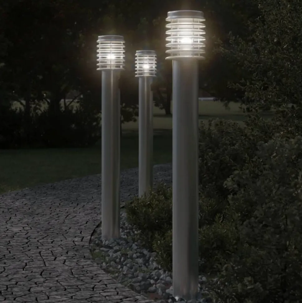 vidaXL Vloerlamp voor buiten 110 cm roestvrijstaal zilverkleurig