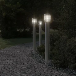 vidaXL Vloerlamp voor buiten 110 cm roestvrijstaal zilverkleurig