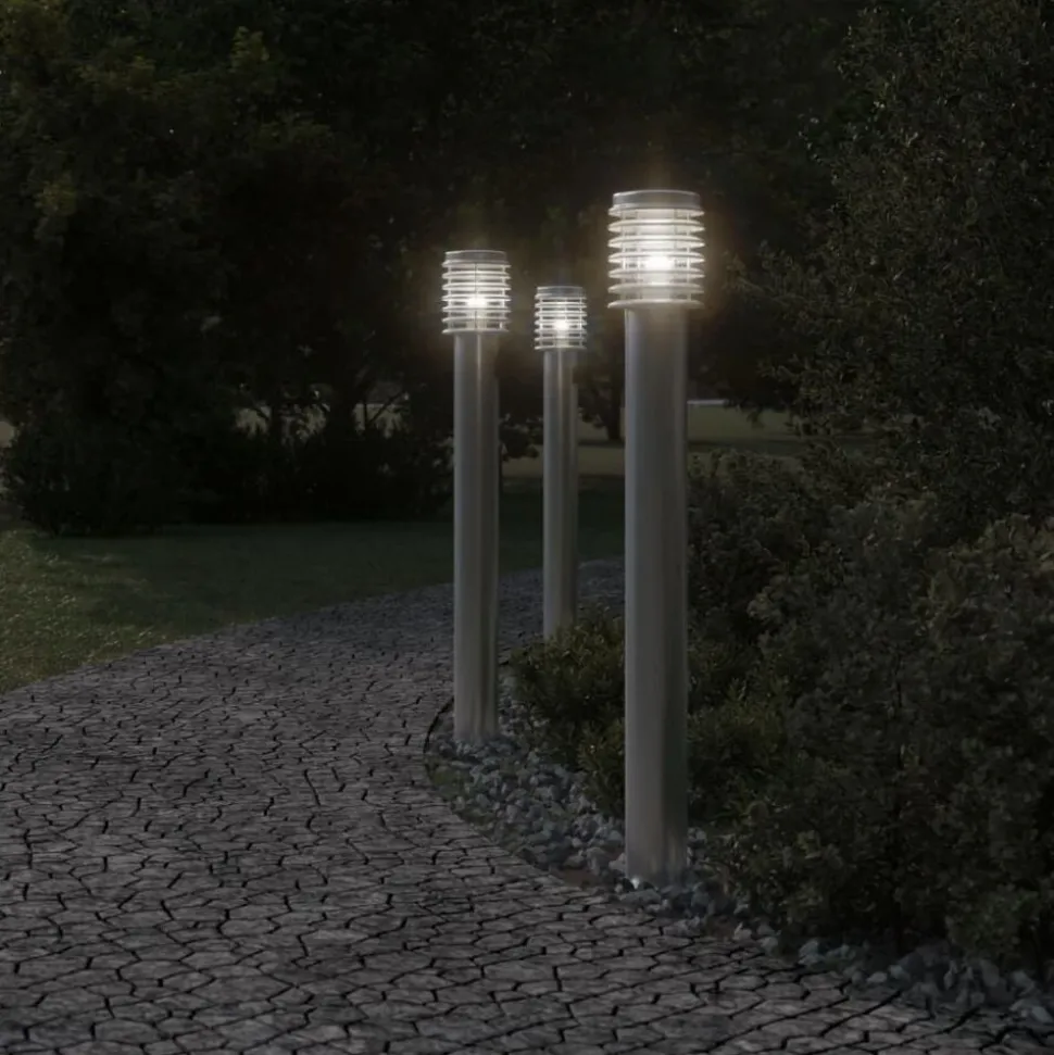 vidaXL Vloerlamp voor buiten 110 cm roestvrijstaal zilverkleurig
