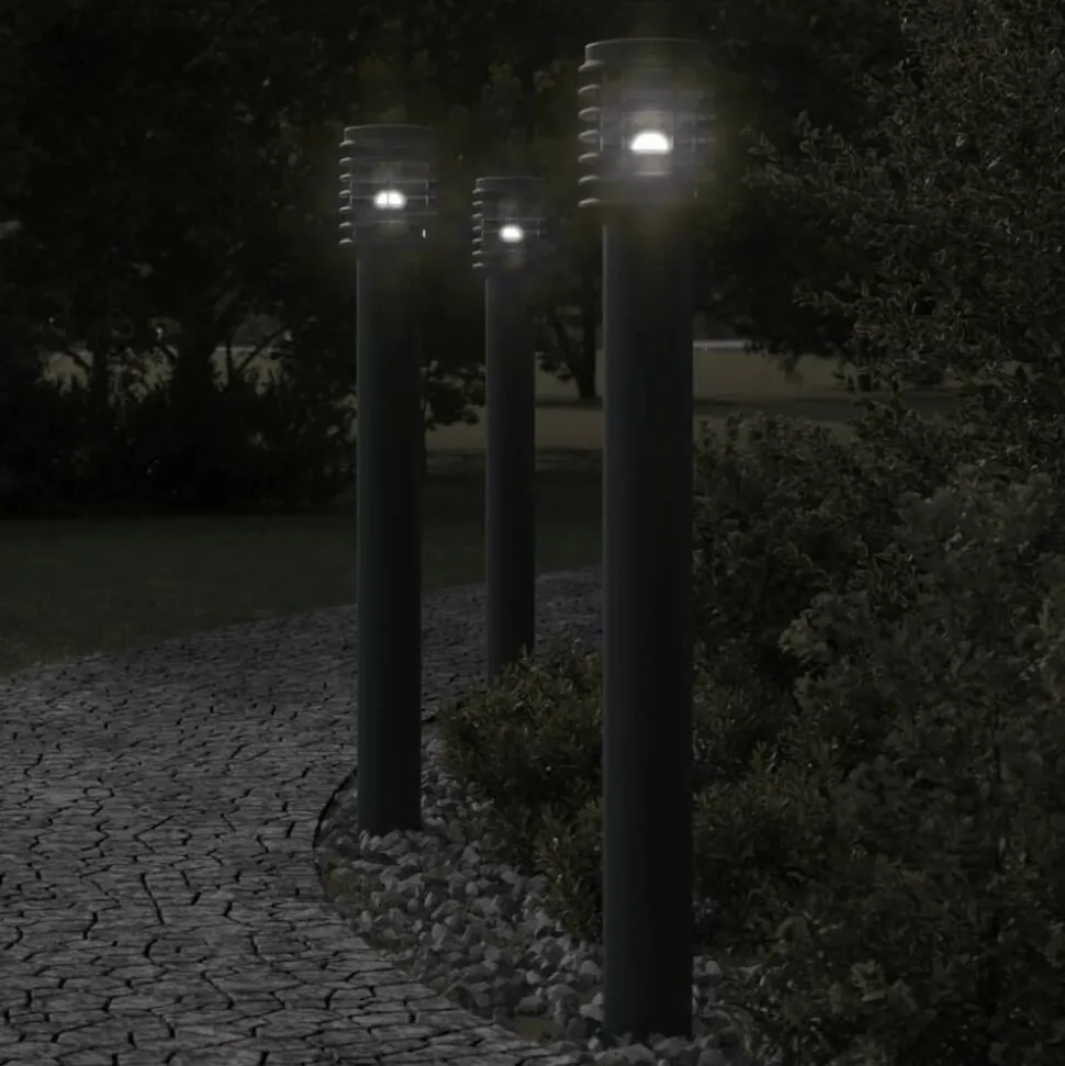 vidaXL Vloerlamp voor buiten 110 cm roestvrijstaal zwart