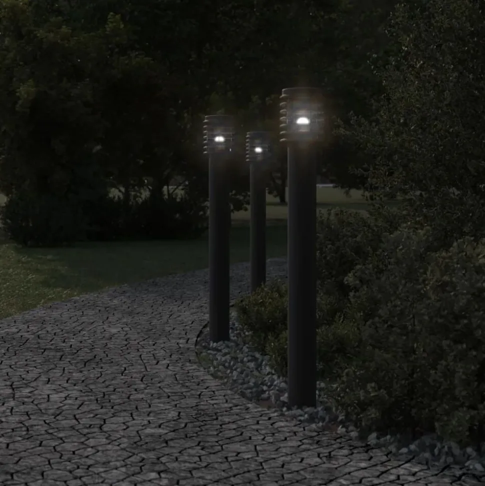 vidaXL Vloerlamp voor buiten 110 cm roestvrijstaal zwart
