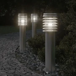 vidaXL Vloerlamp voor buiten 3 st 60 cm roestvrij staal zilverkleurig