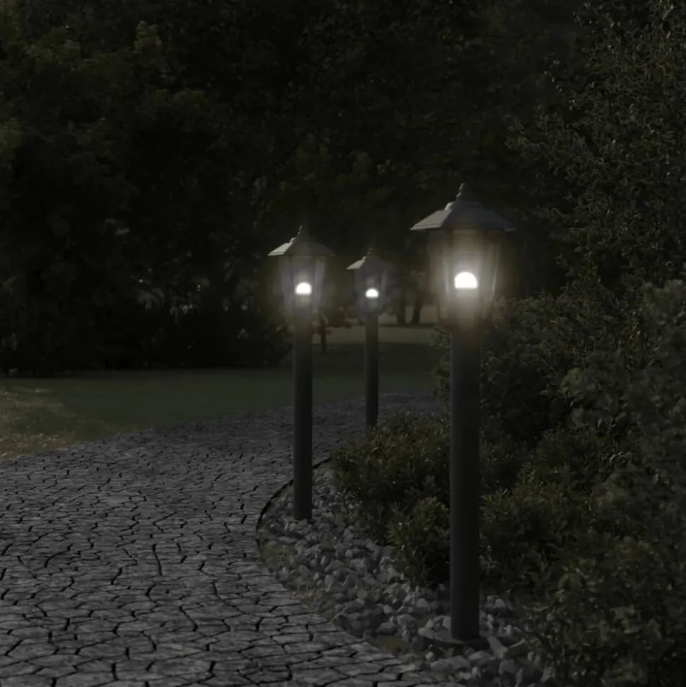 vidaXL Vloerlamp voor buiten 80 cm roestvrijstaal zwart