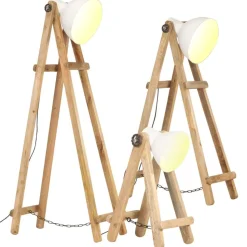 vidaXL Vloerlampen 3 st E27 massief mangohout wit