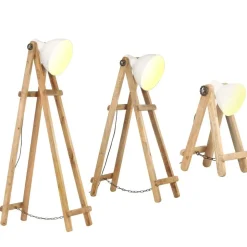vidaXL Vloerlampen 3 st E27 massief mangohout wit