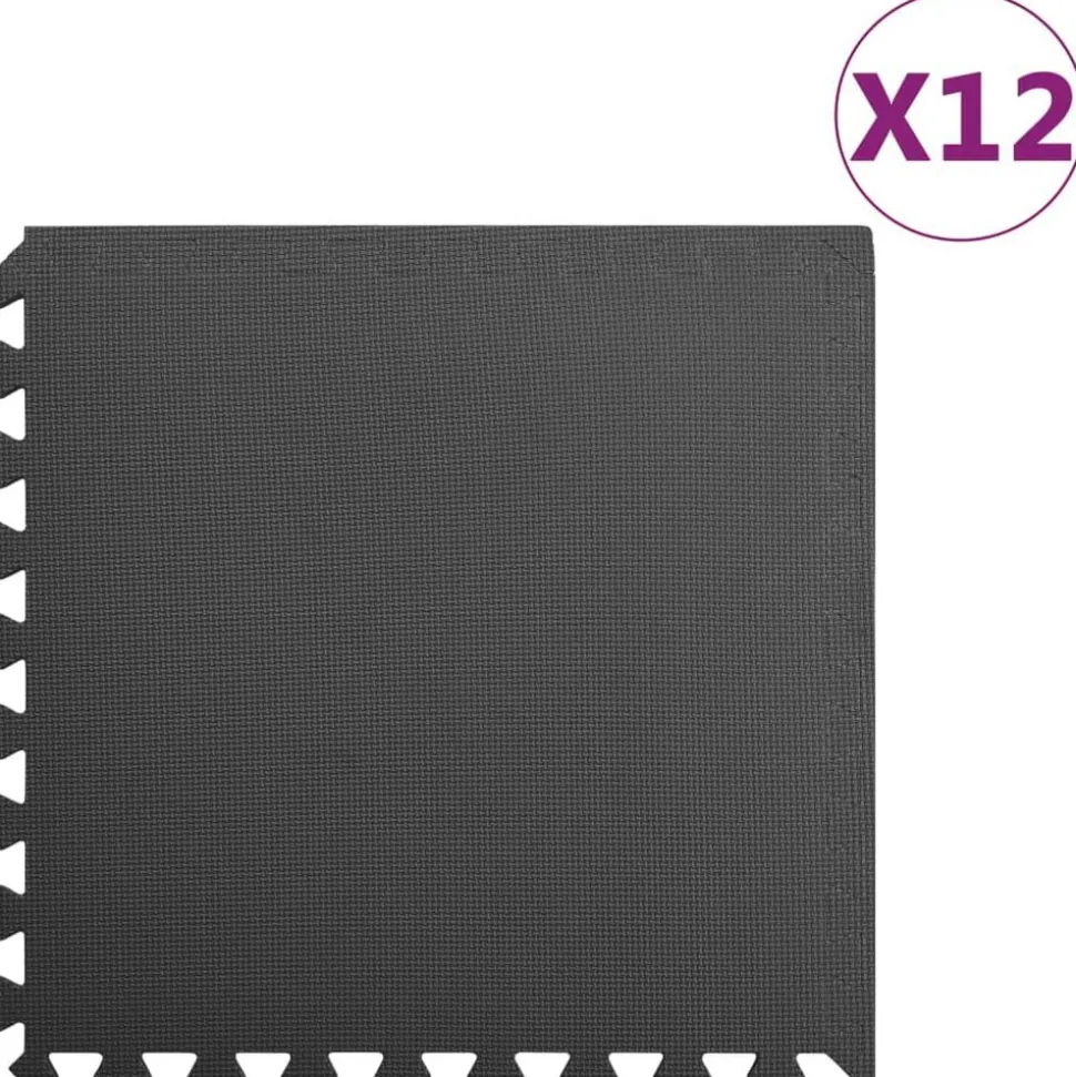 vidaXL Vloermatten 12 st 4,32 ㎡ EVA-schuim zwart