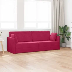 vidaXL Vloerslaapbank Wijnrood 213 x 70 x 77 cm Fluweel