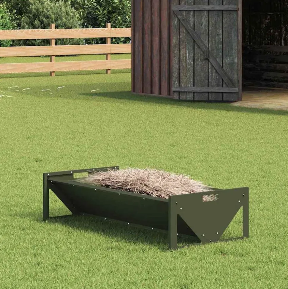vidaXL Voederbak voor vee Olijf Groen 108 x 50 x 28 cm