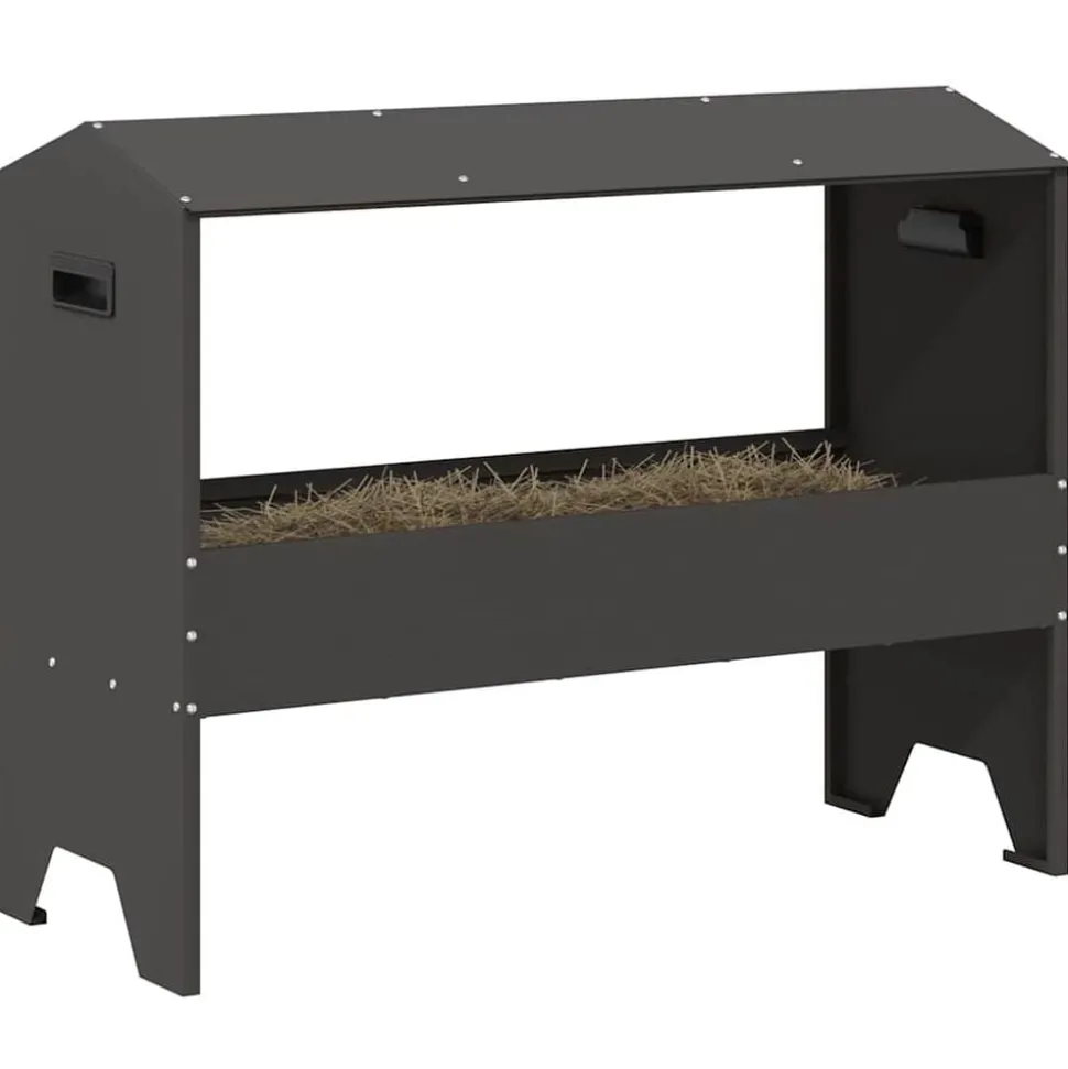 vidaXL Voederbak voor vee Zwart 79 x 35 x 62 cm Koudgewalst Staal