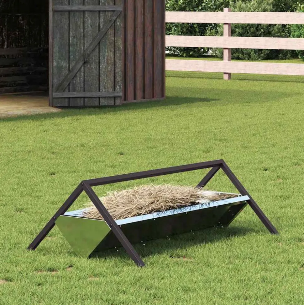 vidaXL Voederbak voor vee Zilver 111 x 76 x 38 cm Gegalvaniseerd staal