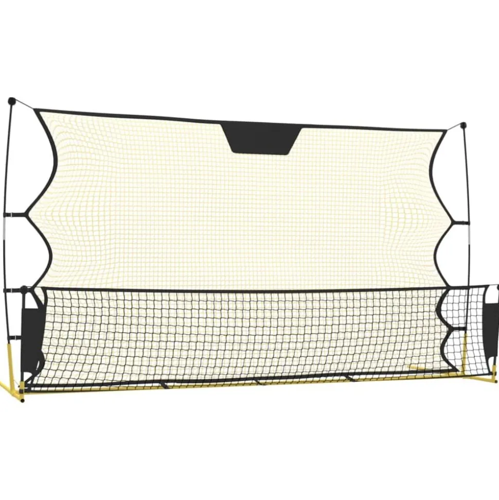 vidaXL Voetbal reboundnet 183x85x120 cm polyester zwart en geel