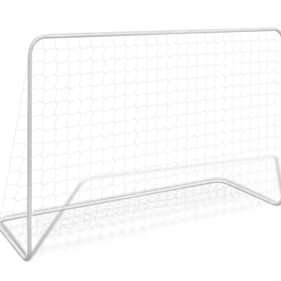 vidaXL Voetbaldoel met net 182x61x122 cm staal wit